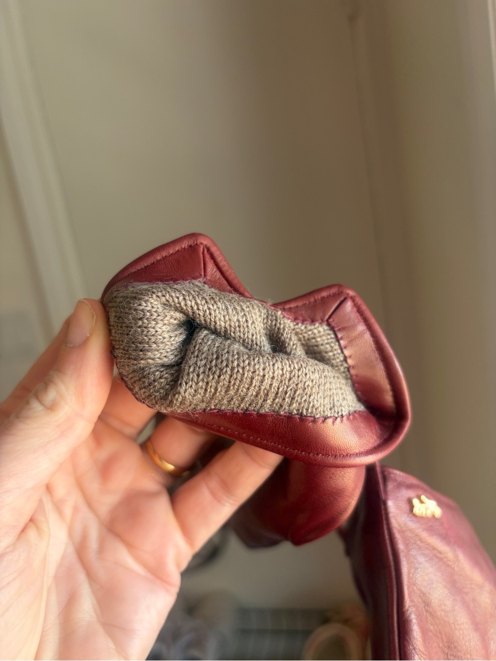 Coach Burgundy/dark red Women's leather Gloves - Picture 8 of 8